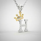 Arias by Lara Dutta Crown Initial H Diamond Pendant