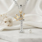 Arias by Lara Dutta Crown Initial I Diamond Pendant