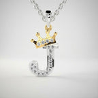 Arias by Lara Dutta Crown Initial J Diamond Pendant