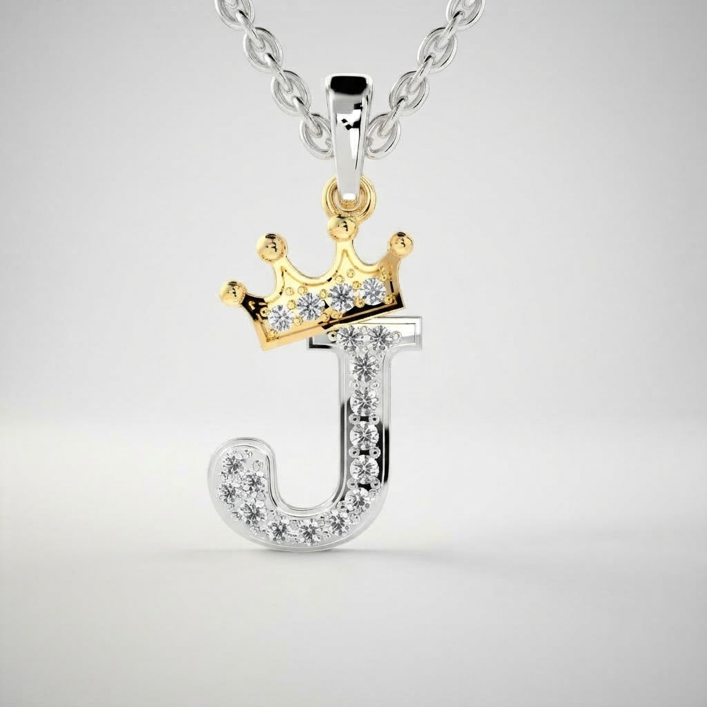 Arias by Lara Dutta Crown Initial J Diamond Pendant