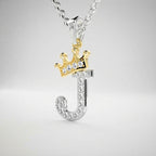Arias by Lara Dutta Crown Initial J Diamond Pendant