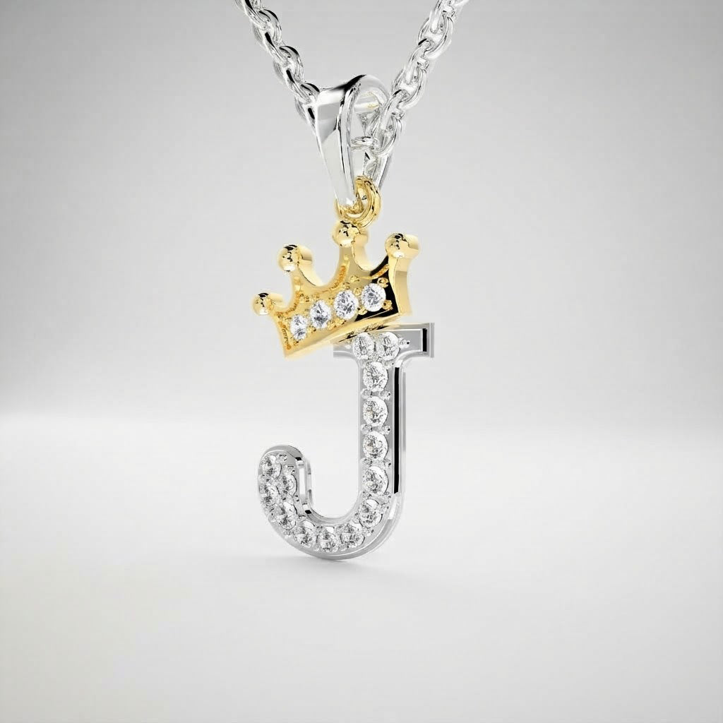 Arias by Lara Dutta Crown Initial J Diamond Pendant