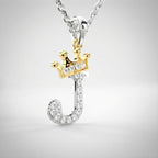 Arias by Lara Dutta Crown Initial J Diamond Pendant