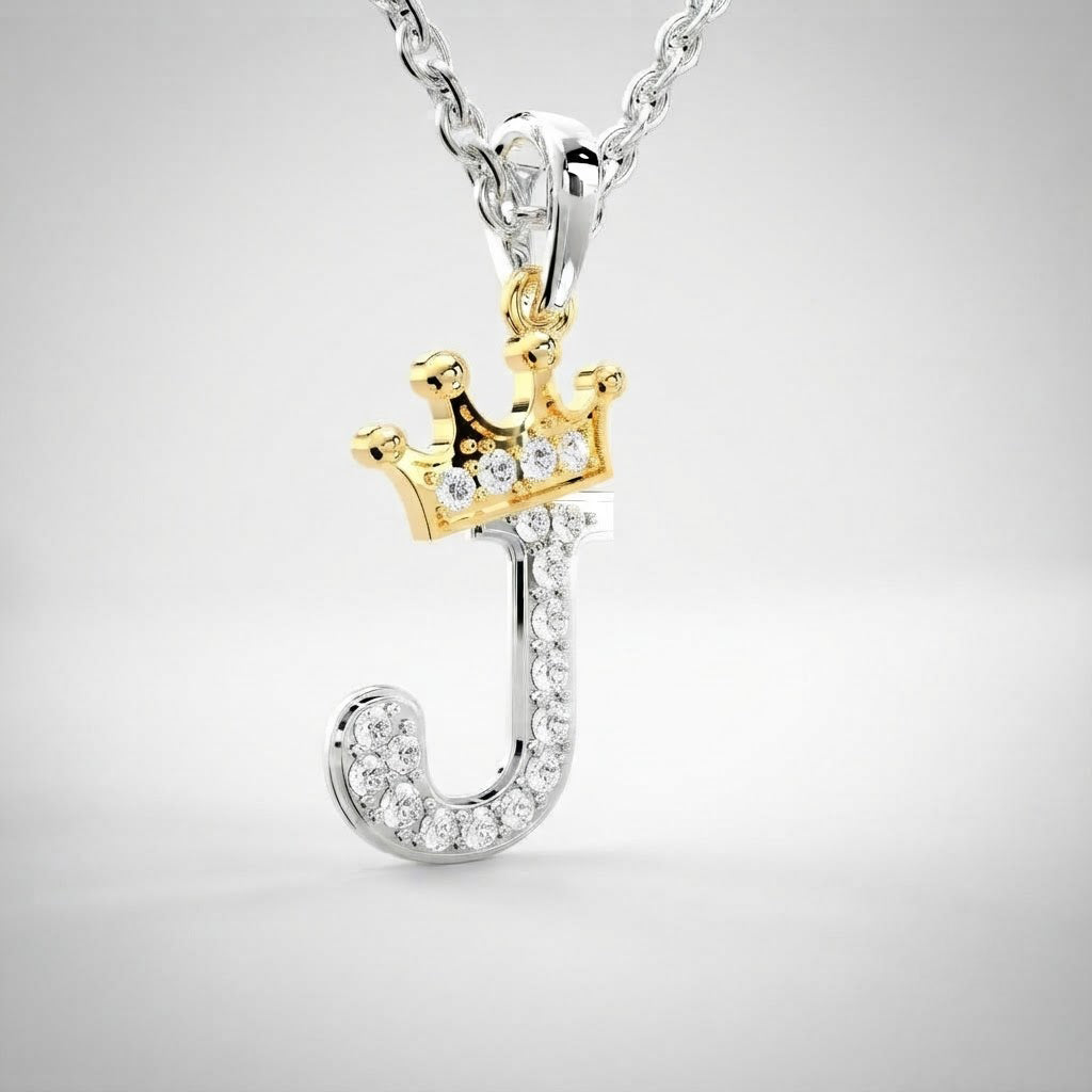 Arias by Lara Dutta Crown Initial J Diamond Pendant