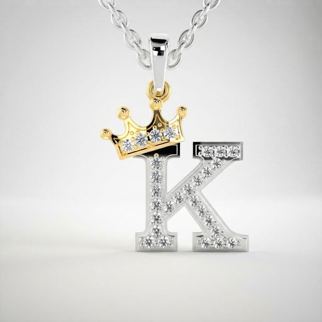 Arias by Lara Dutta Crown Initial K Diamond Pendant