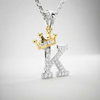 Arias by Lara Dutta Crown Initial K Diamond Pendant