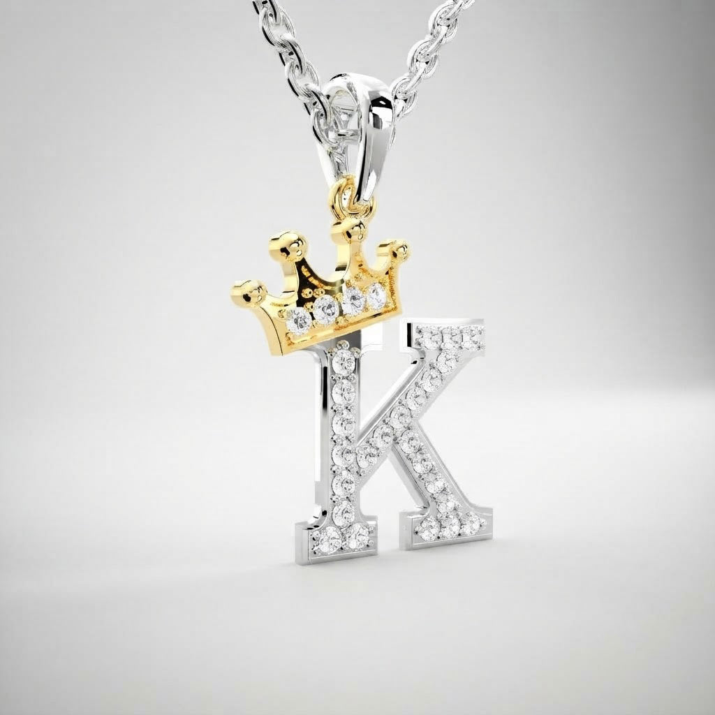 Arias by Lara Dutta Crown Initial K Diamond Pendant
