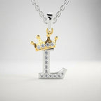 Arias by Lara Dutta Crown Initial L Diamond Pendant