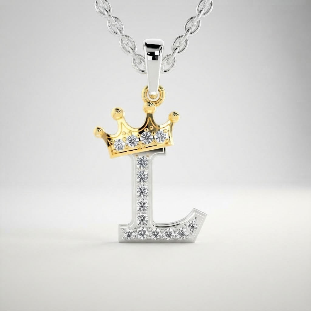 Arias by Lara Dutta Crown Initial L Diamond Pendant