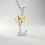 Arias by Lara Dutta Crown Initial L Diamond Pendant