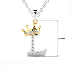 Arias by Lara Dutta Crown Initial L Diamond Pendant