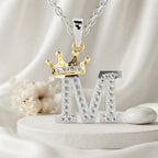 Arias by Lara Dutta Crown Initial M Diamond Pendant