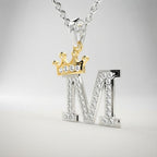 Arias by Lara Dutta Crown Initial M Diamond Pendant