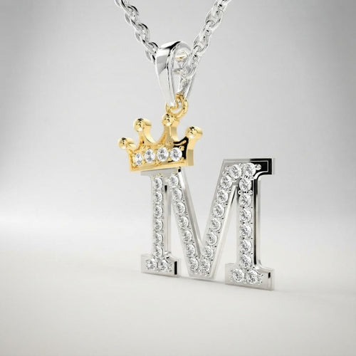 Arias by Lara Dutta Crown Initial M Diamond Pendant