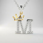 Arias by Lara Dutta Crown Initial M Diamond Pendant