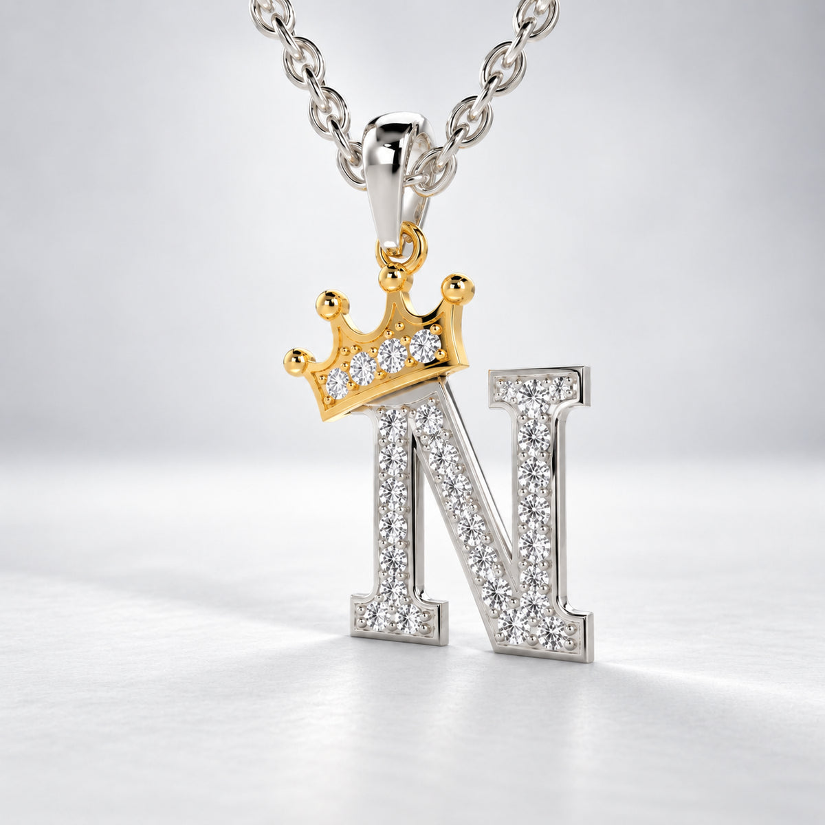 Arias by Lara Dutta Crown Initial N Diamond Pendant