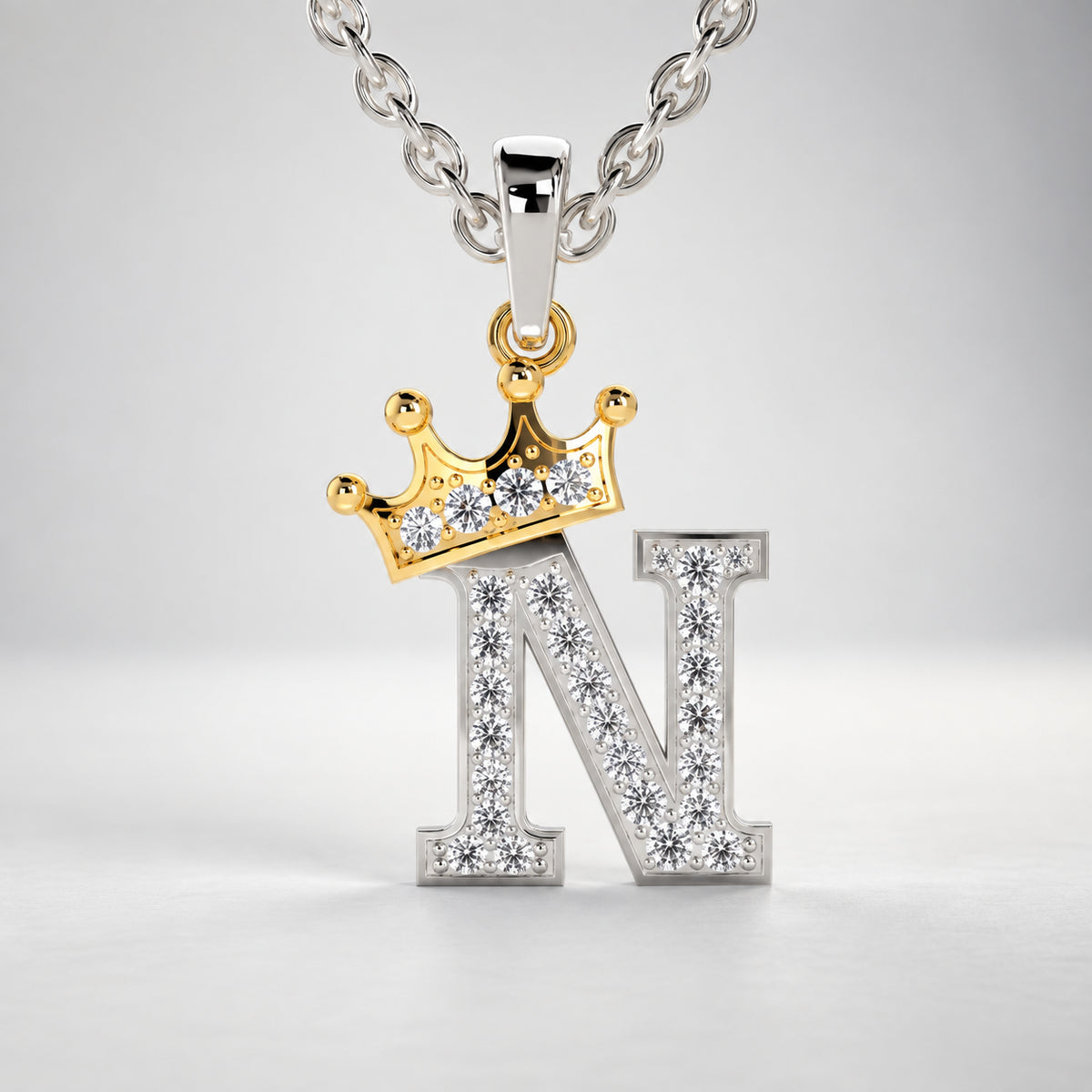 Arias by Lara Dutta Crown Initial N Diamond Pendant