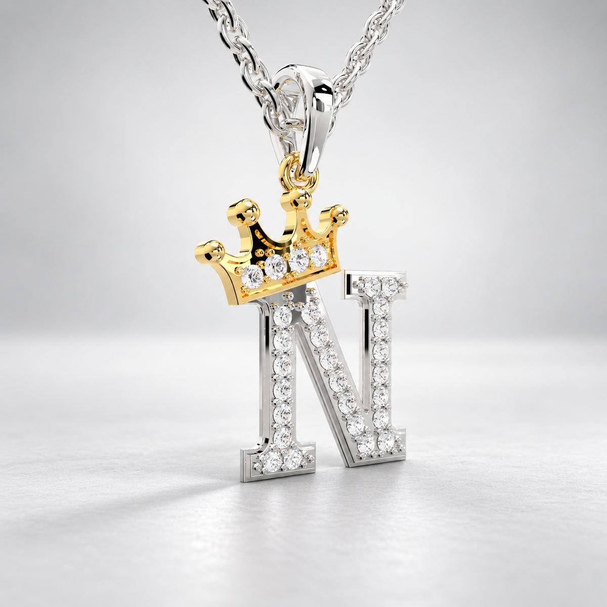 Arias by Lara Dutta Crown Initial N Diamond Pendant