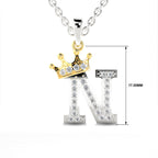 Arias by Lara Dutta Crown Initial N Diamond Pendant