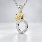 Arias by Lara Dutta Crown Initial O Diamond Pendant