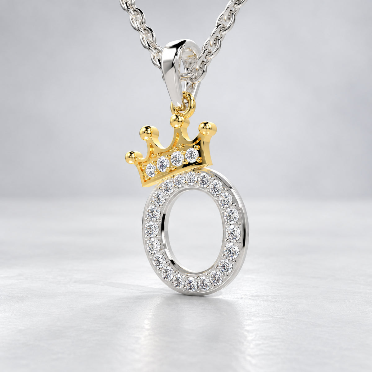 Arias by Lara Dutta Crown Initial O Diamond Pendant