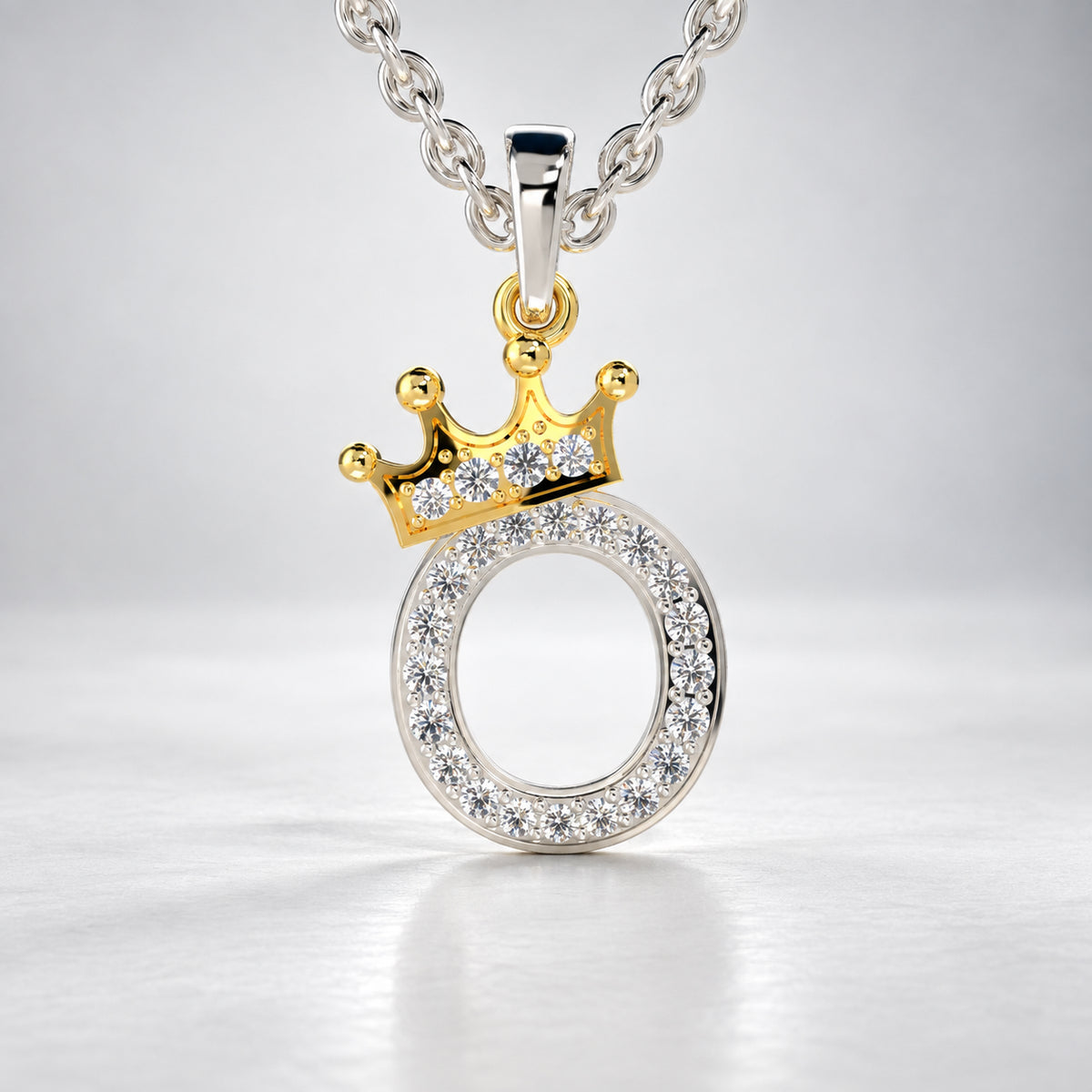 Arias by Lara Dutta Crown Initial O Diamond Pendant