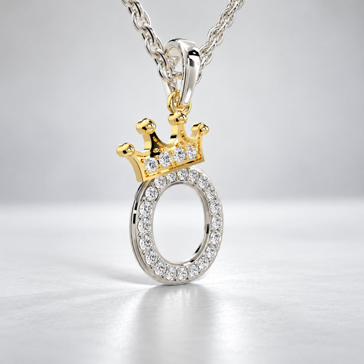 Arias by Lara Dutta Crown Initial O Diamond Pendant