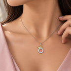 Arias by Lara Dutta Crown Initial O Diamond Pendant