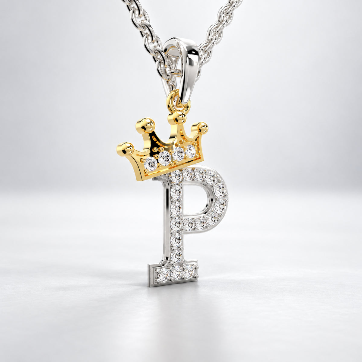 Arias by Lara Dutta Crown Initial P Diamond Pendant