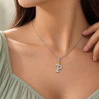 Arias by Lara Dutta Crown Initial P Diamond Pendant