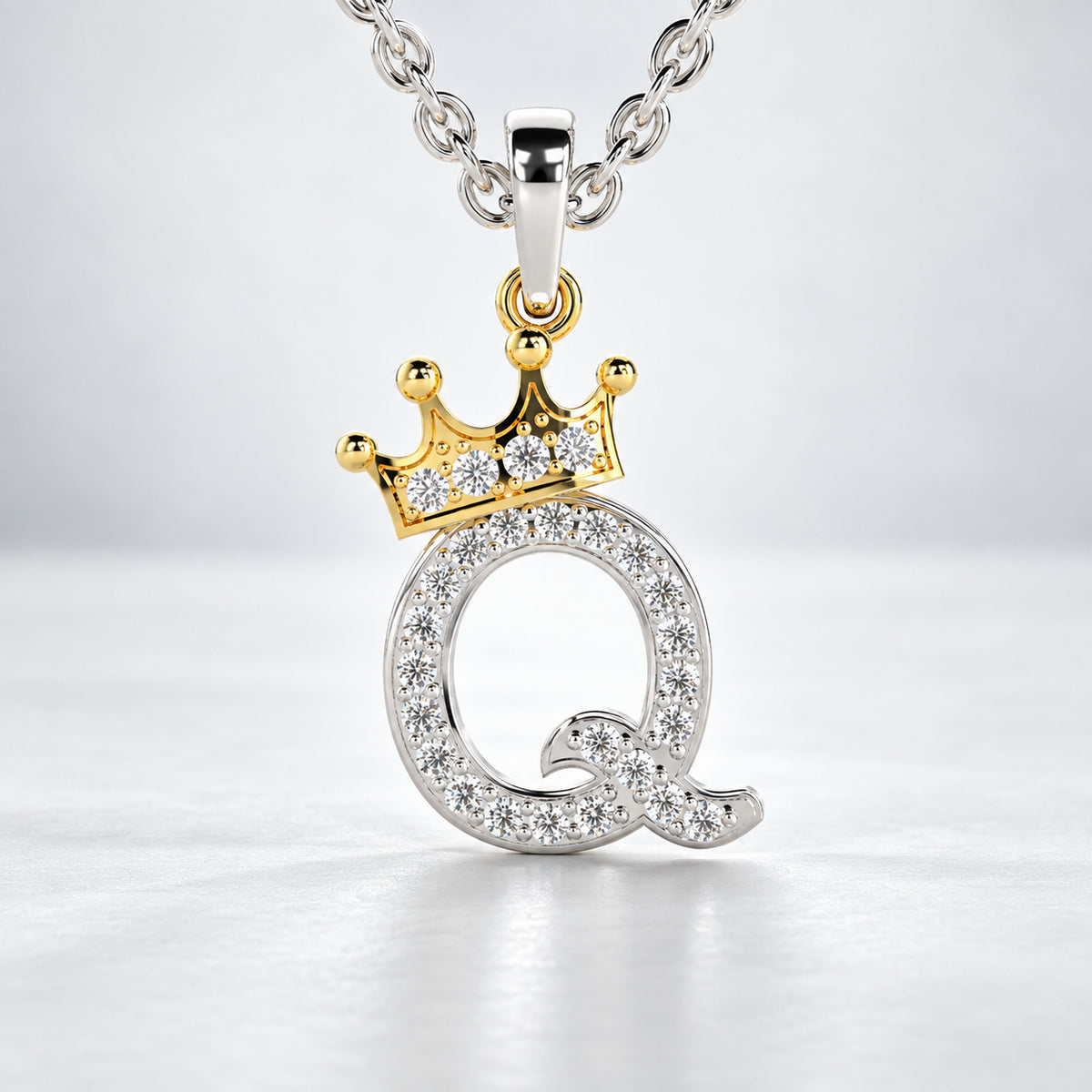 Arias by Lara Dutta Crown Initial Q Diamond Pendant