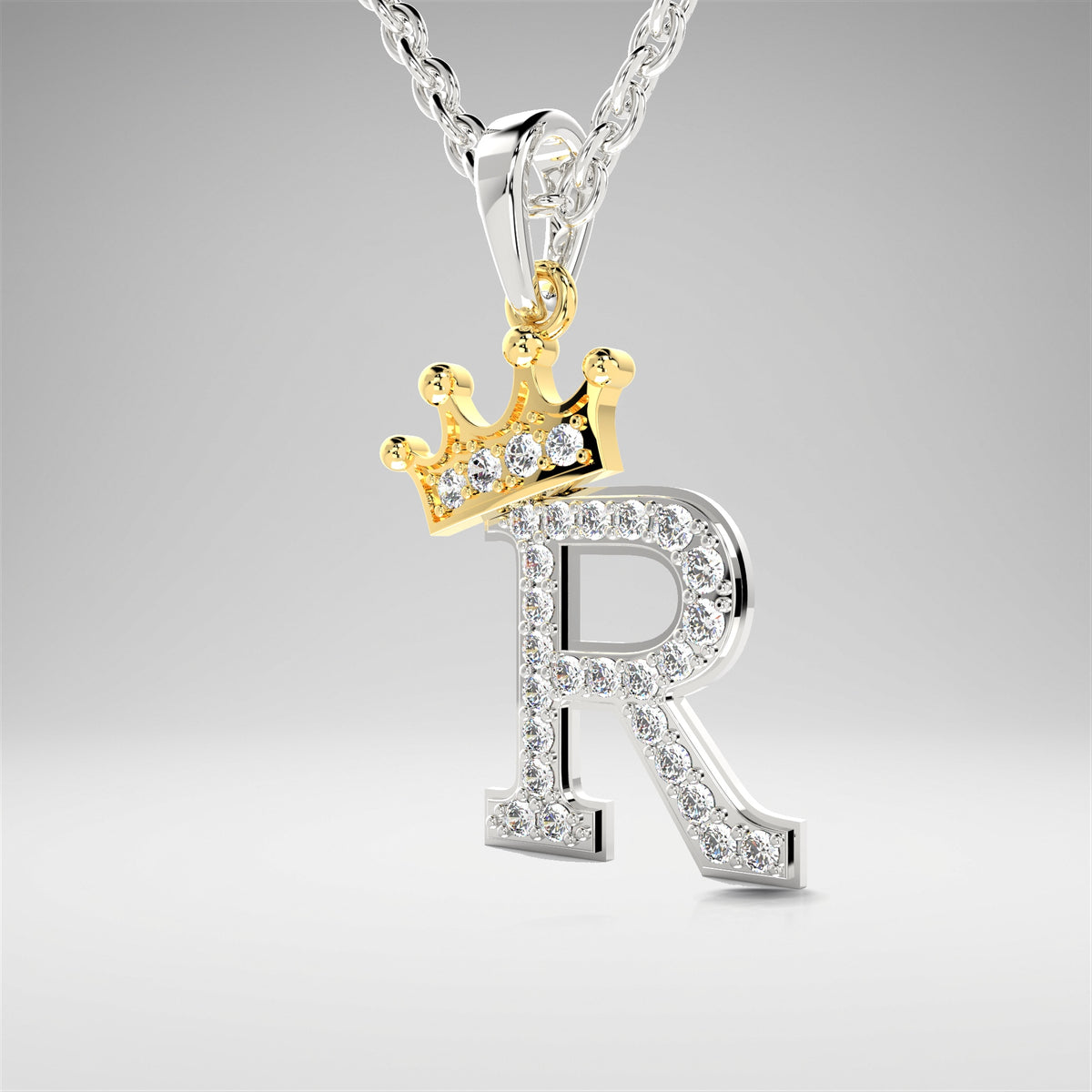 Arias by Lara Dutta Crown Initial R Diamond Pendant