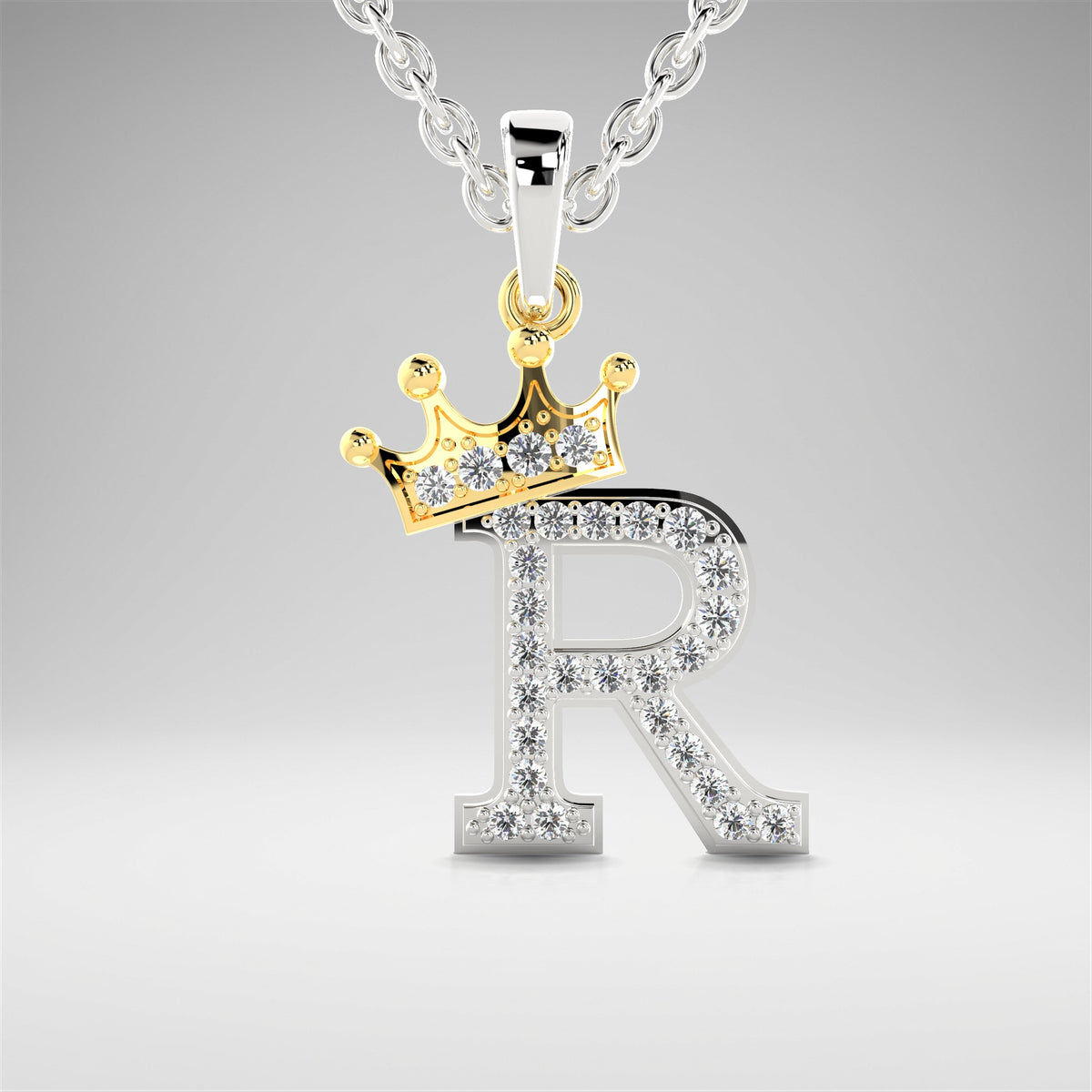 Arias by Lara Dutta Crown Initial R Diamond Pendant