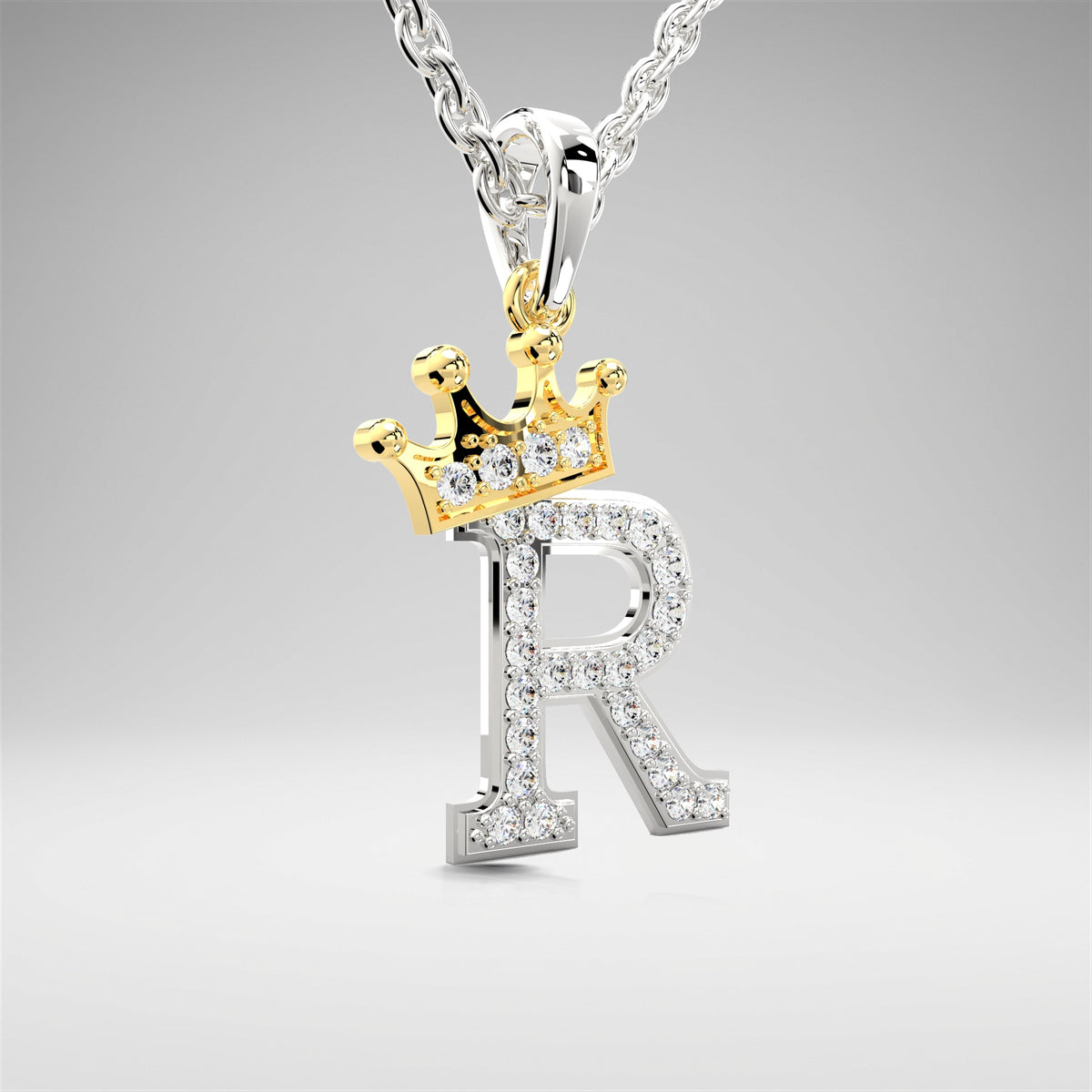 Arias by Lara Dutta Crown Initial R Diamond Pendant