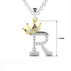 Arias by Lara Dutta Crown Initial R Diamond Pendant