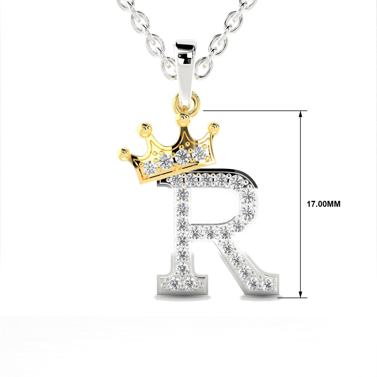 Arias by Lara Dutta Crown Initial R Diamond Pendant