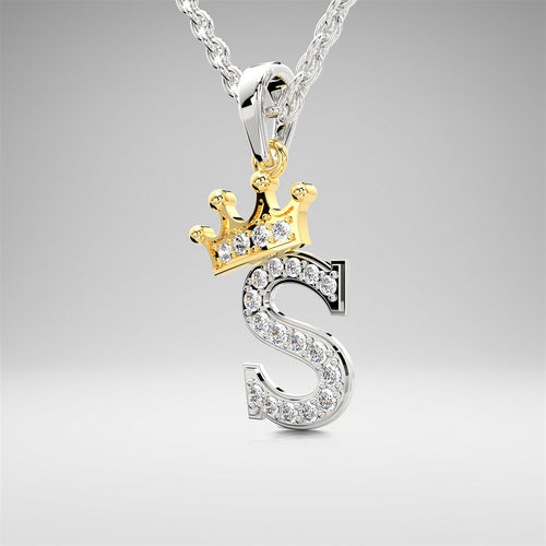Arias by Lara Dutta Crown Initial S Diamond Pendant