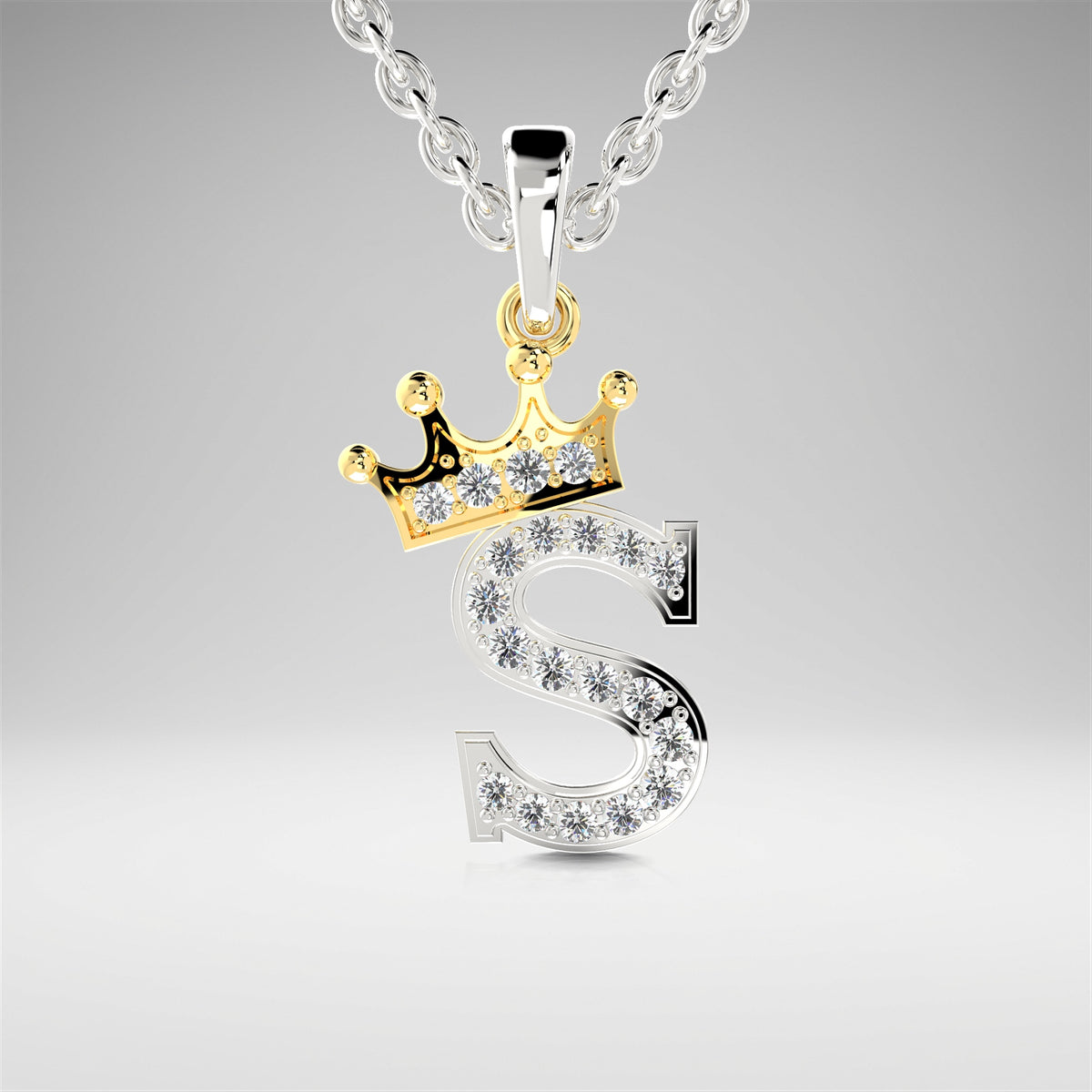 Arias by Lara Dutta Crown Initial S Diamond Pendant