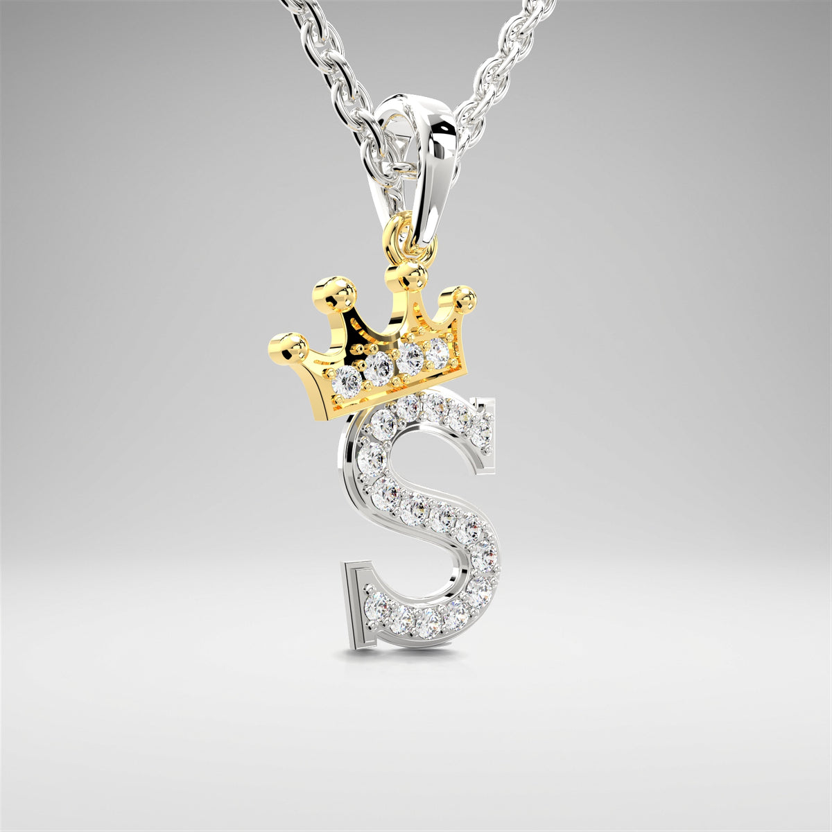 Arias by Lara Dutta Crown Initial S Diamond Pendant