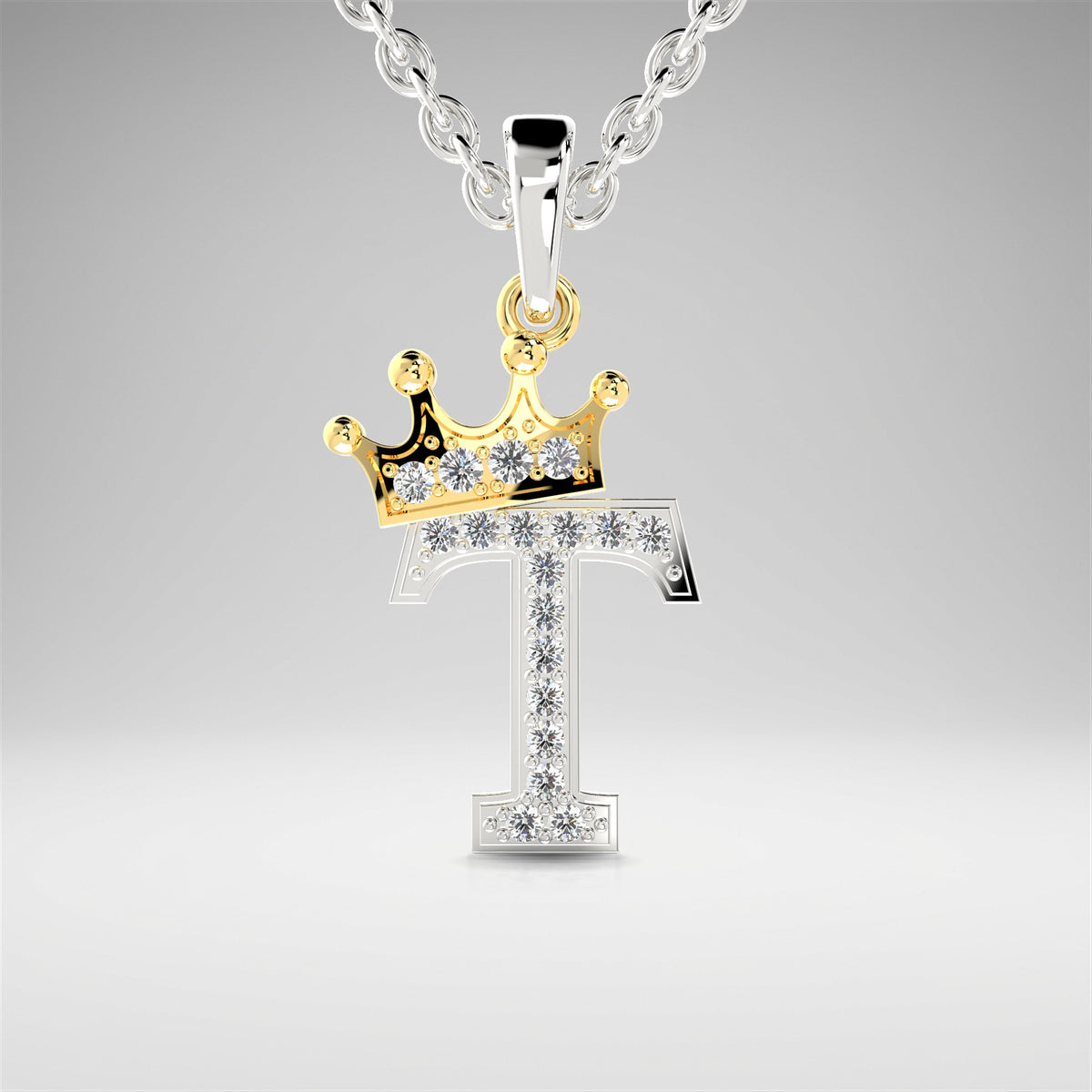 Arias by Lara Dutta Crown Initial T Diamond Pendant