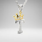 Arias by Lara Dutta Crown Initial T Diamond Pendant