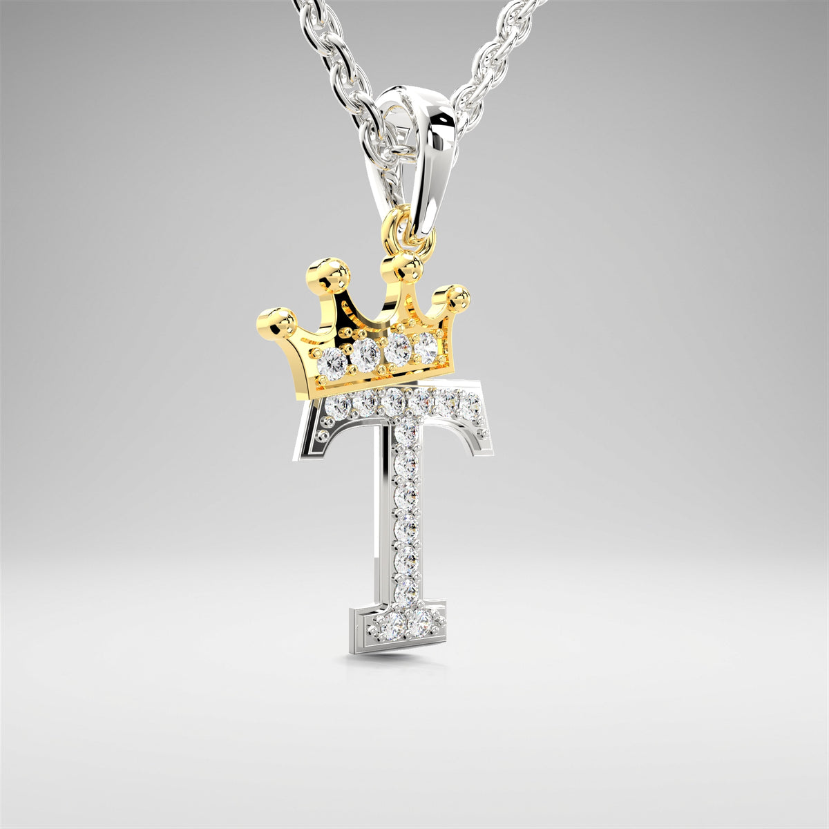 Arias by Lara Dutta Crown Initial T Diamond Pendant