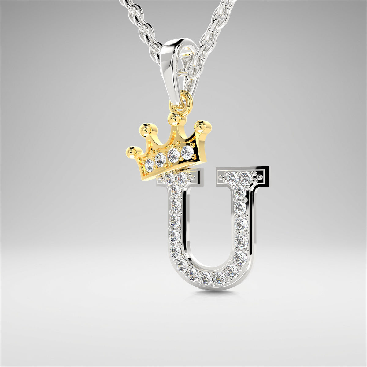 Arias by Lara Dutta Crown Initial U Diamond Pendant