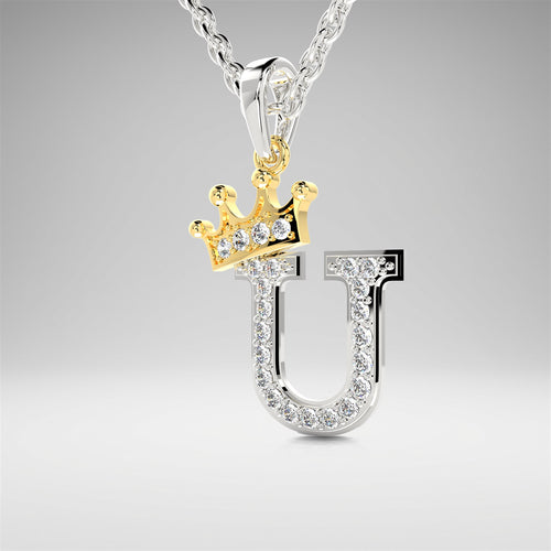 Arias by Lara Dutta Crown Initial U Diamond Pendant