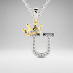 Arias by Lara Dutta Crown Initial U Diamond Pendant