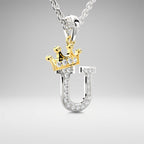 Arias by Lara Dutta Crown Initial U Diamond Pendant
