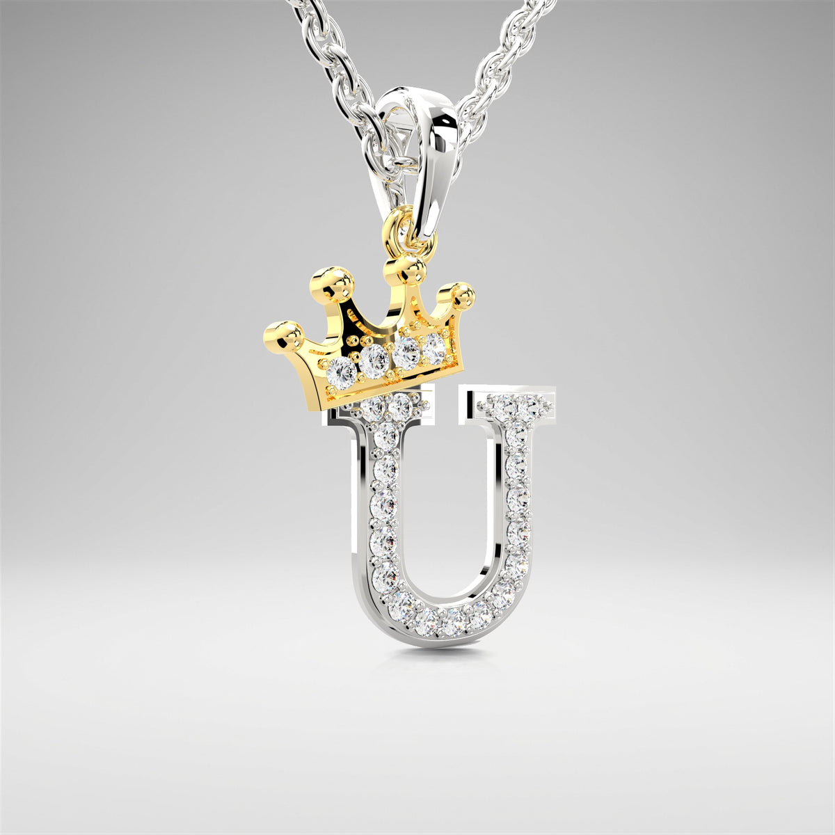 Arias by Lara Dutta Crown Initial U Diamond Pendant