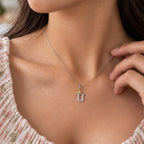 Arias by Lara Dutta Crown Initial U Diamond Pendant
