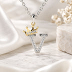 Arias by Lara Dutta Crown Initial V Diamond Pendant
