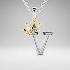 Arias by Lara Dutta Crown Initial V Diamond Pendant